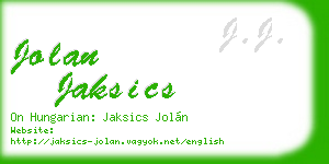 jolan jaksics business card